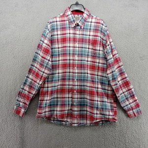 Cinch Shirt Mens Large Red Blue Plaid Long Sleeve Button Up ‎ Western